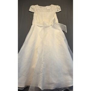 Lavender Girls White Lace Dress Size 6X – Special Occasion Bow